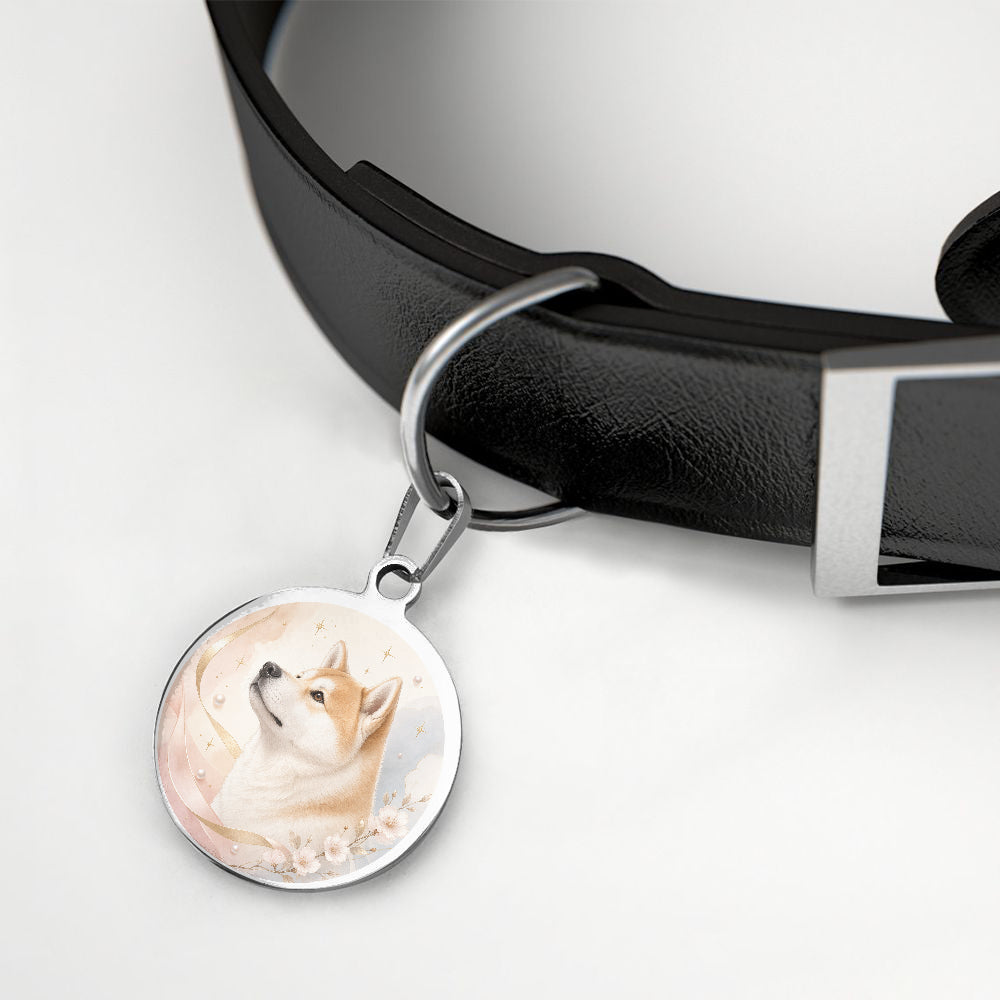 Akita personalized dog ID tag product detail and finish