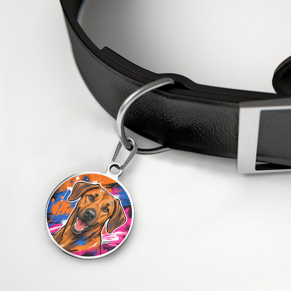Rhodesian Ridgeback Neon Paint Portrait personalized dog ID tag product detail
