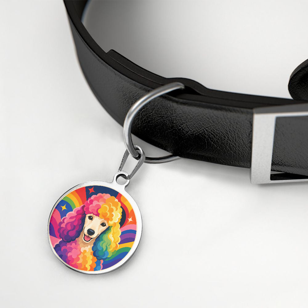Poodle Rainbow Afro Pop personalized dog ID tag product detail