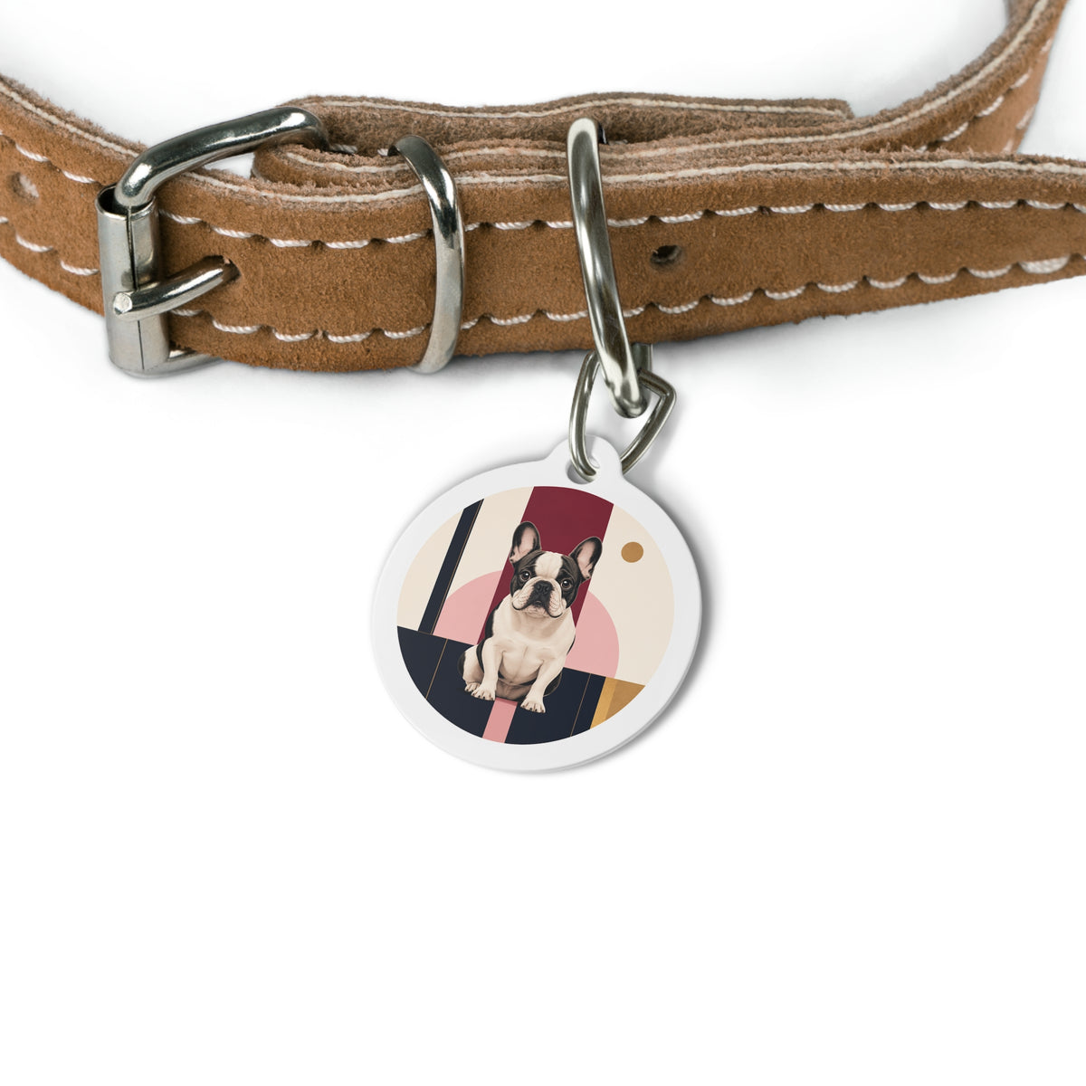 French Bulldog Joyful Modern Geometric personalized dog ID tag product detail