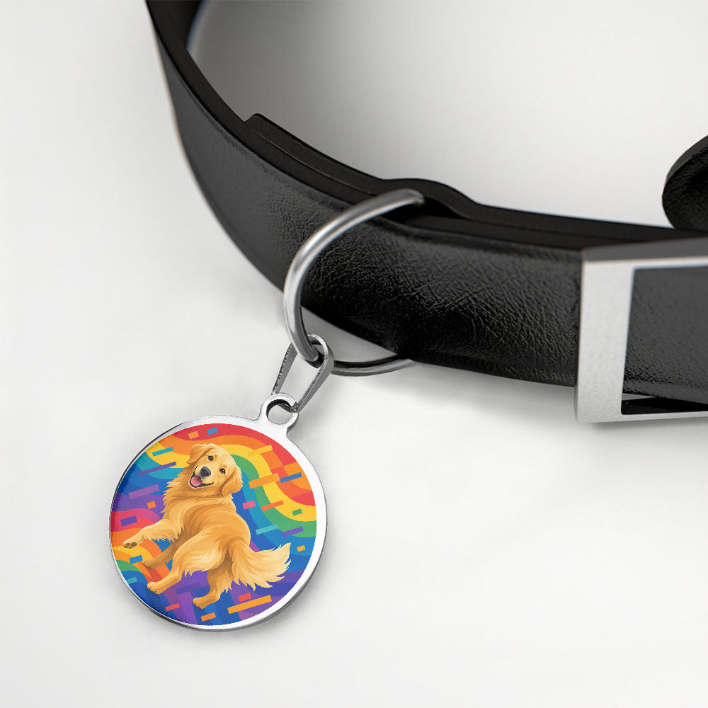 Golden Retriever Rainbow Abstract Adventure personalized dog ID tag product detail