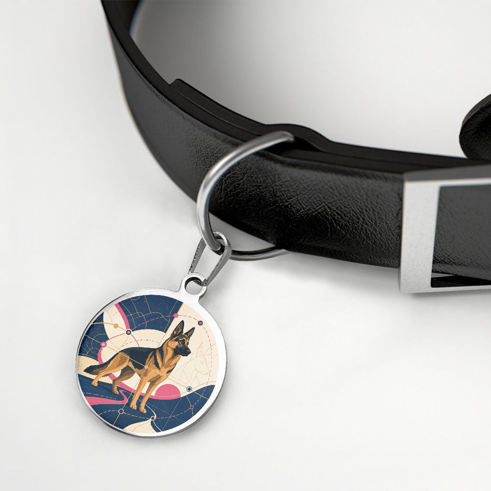German Shepherd Atomic Geometric personalized dog ID tag product detail