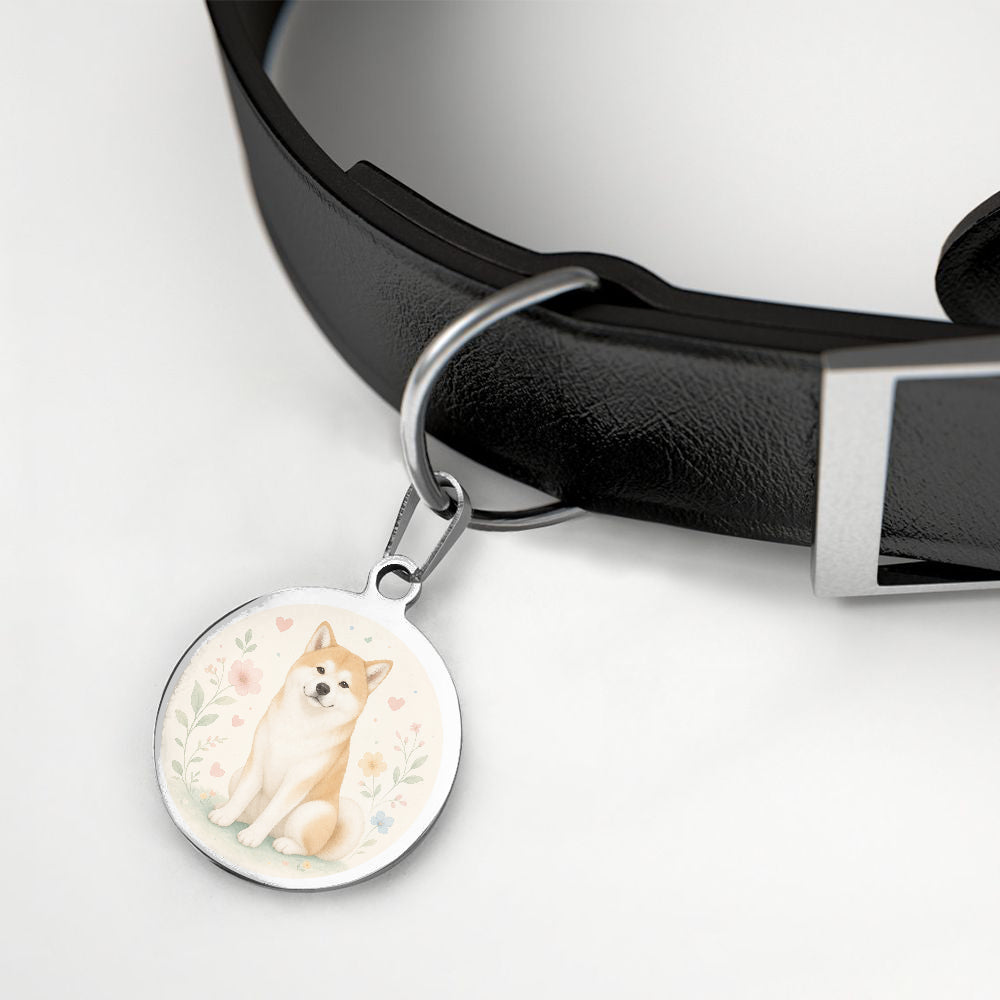 Akita Soft Floral Garden personalized dog ID tag product detail