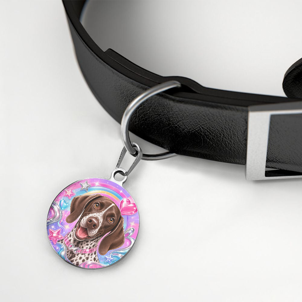 German Shorthaired Pointer Rainbow Hearts Glam Portrait personalized dog ID tag product detail
