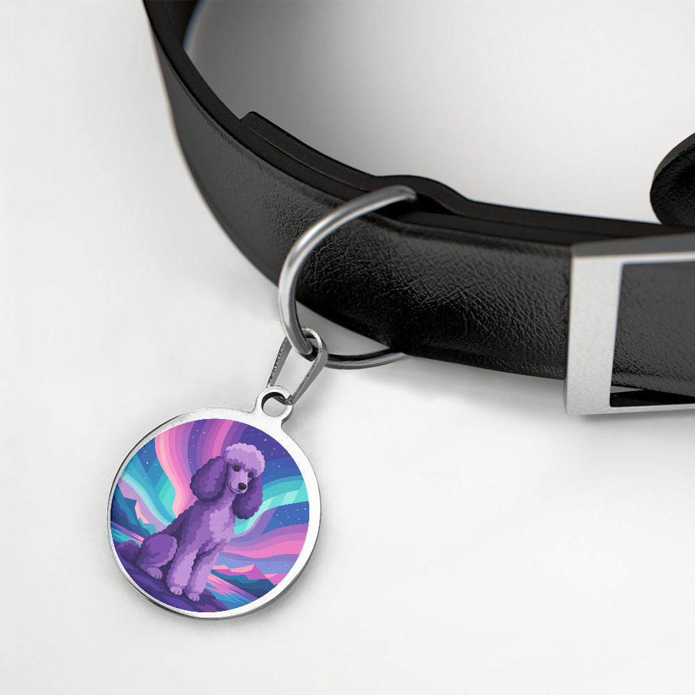 Poodle Purple Aurora Portrait personalized dog ID tag product detail