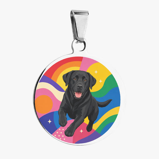 Labrador Retriever Rainbow Wave Runner Personalized Dog ID Tag