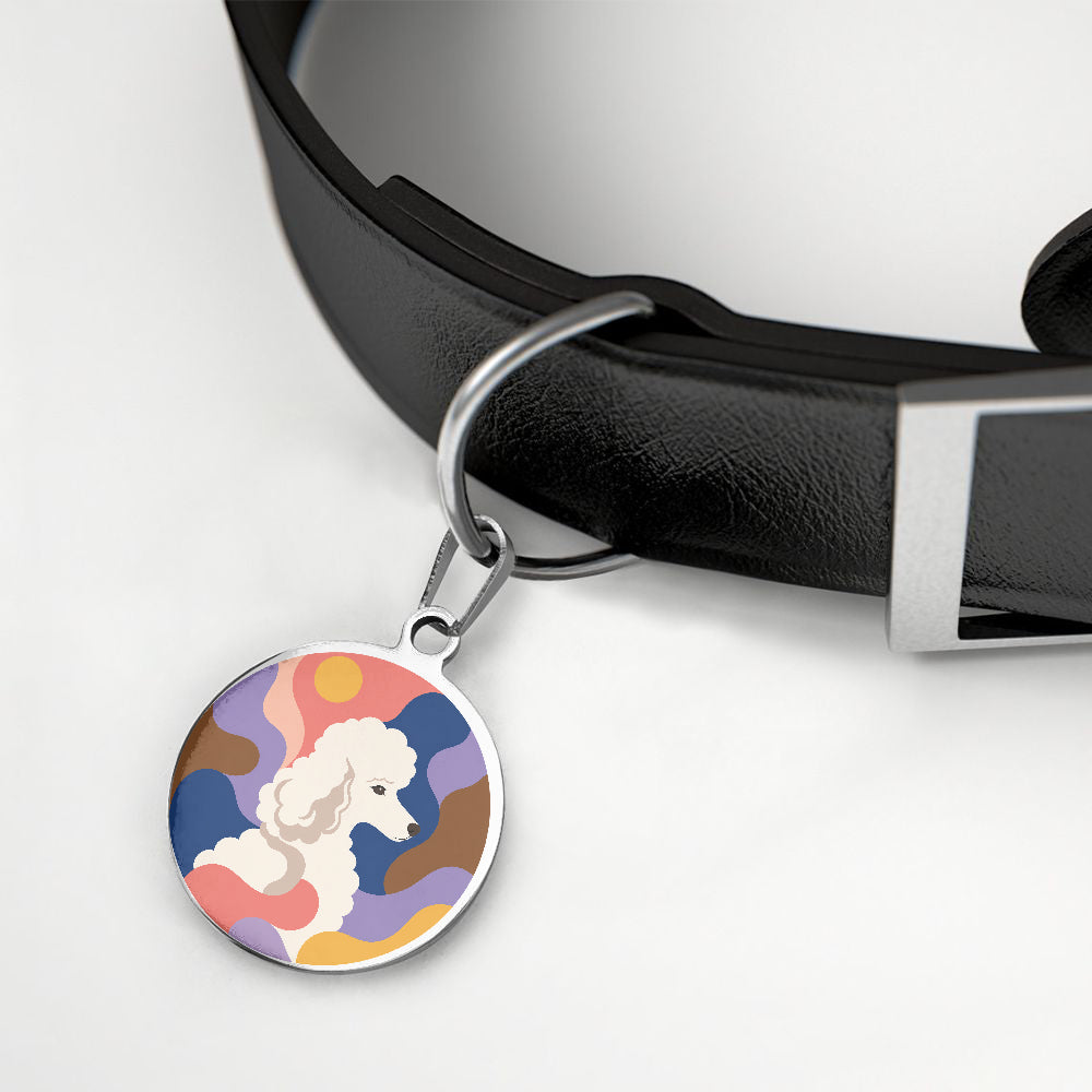 Poodle Retro Abstract Profile personalized dog ID tag product detail