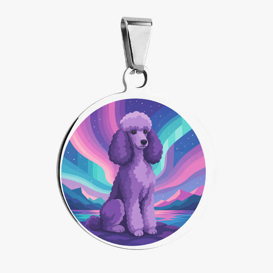 Poodle Purple Aurora Portrait Personalized Dog ID Tag