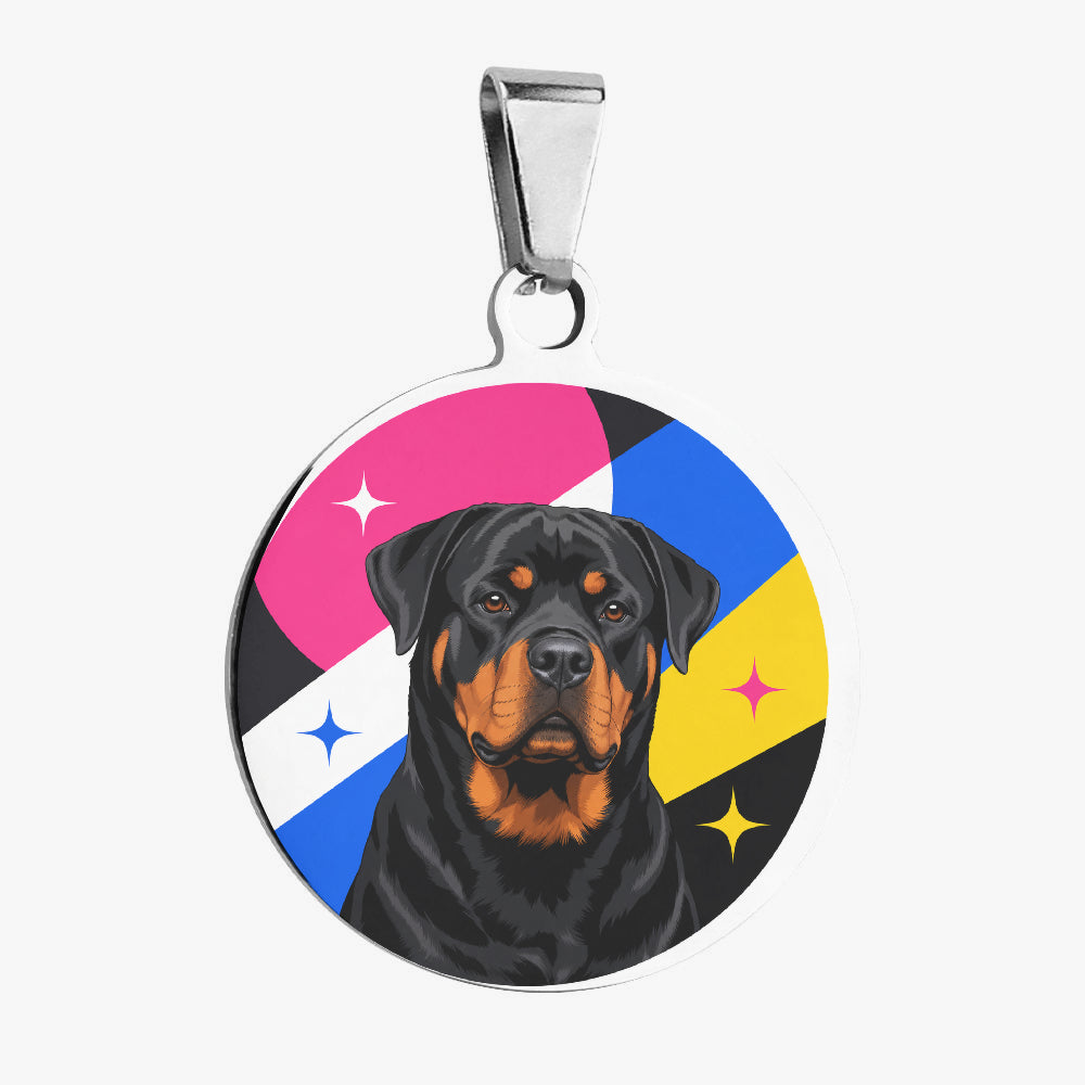 Rottweiler Bold Geometric Portrait Personalized Dog ID Tag
