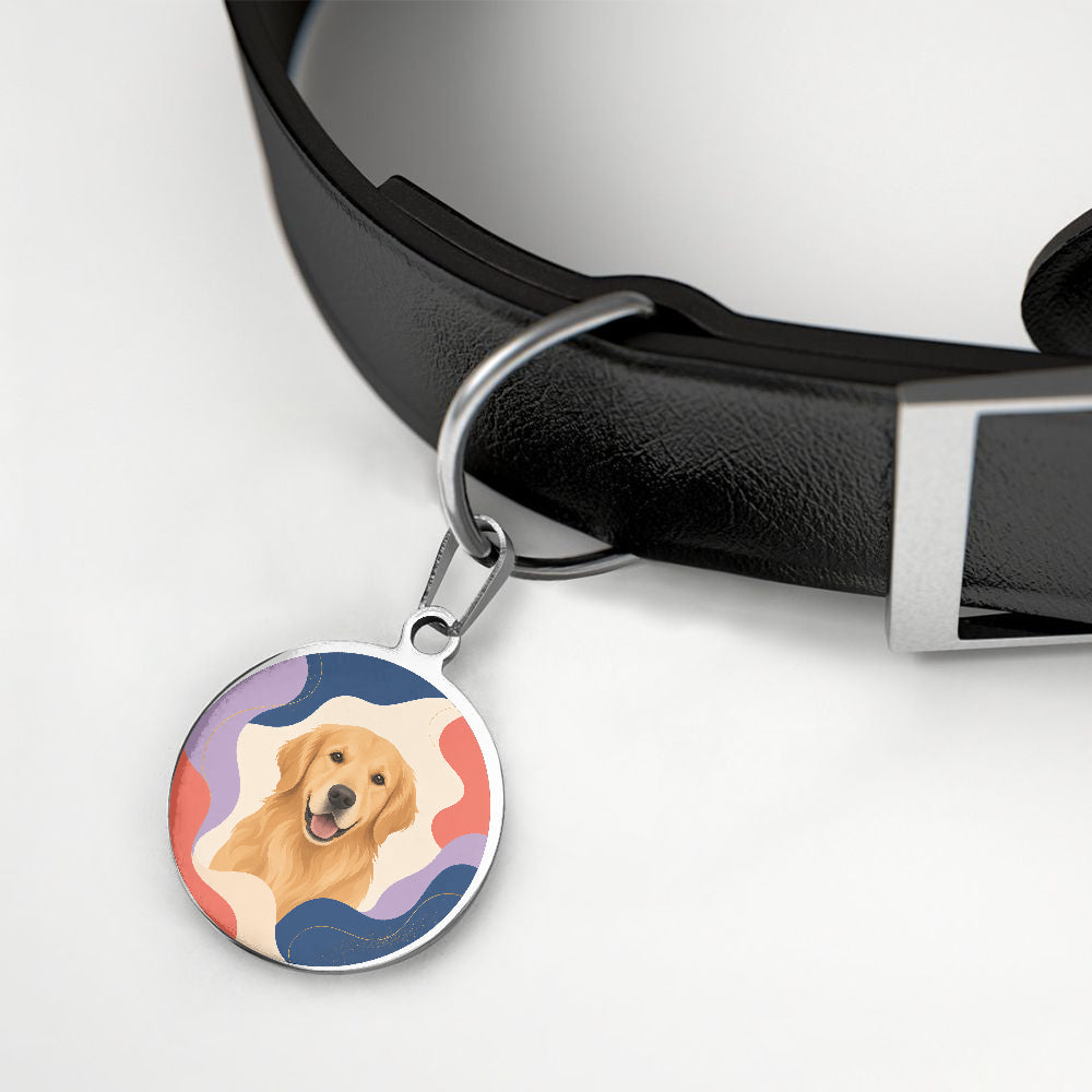 Golden Retriever Soft Wave Portrait personalized dog ID tag product detail