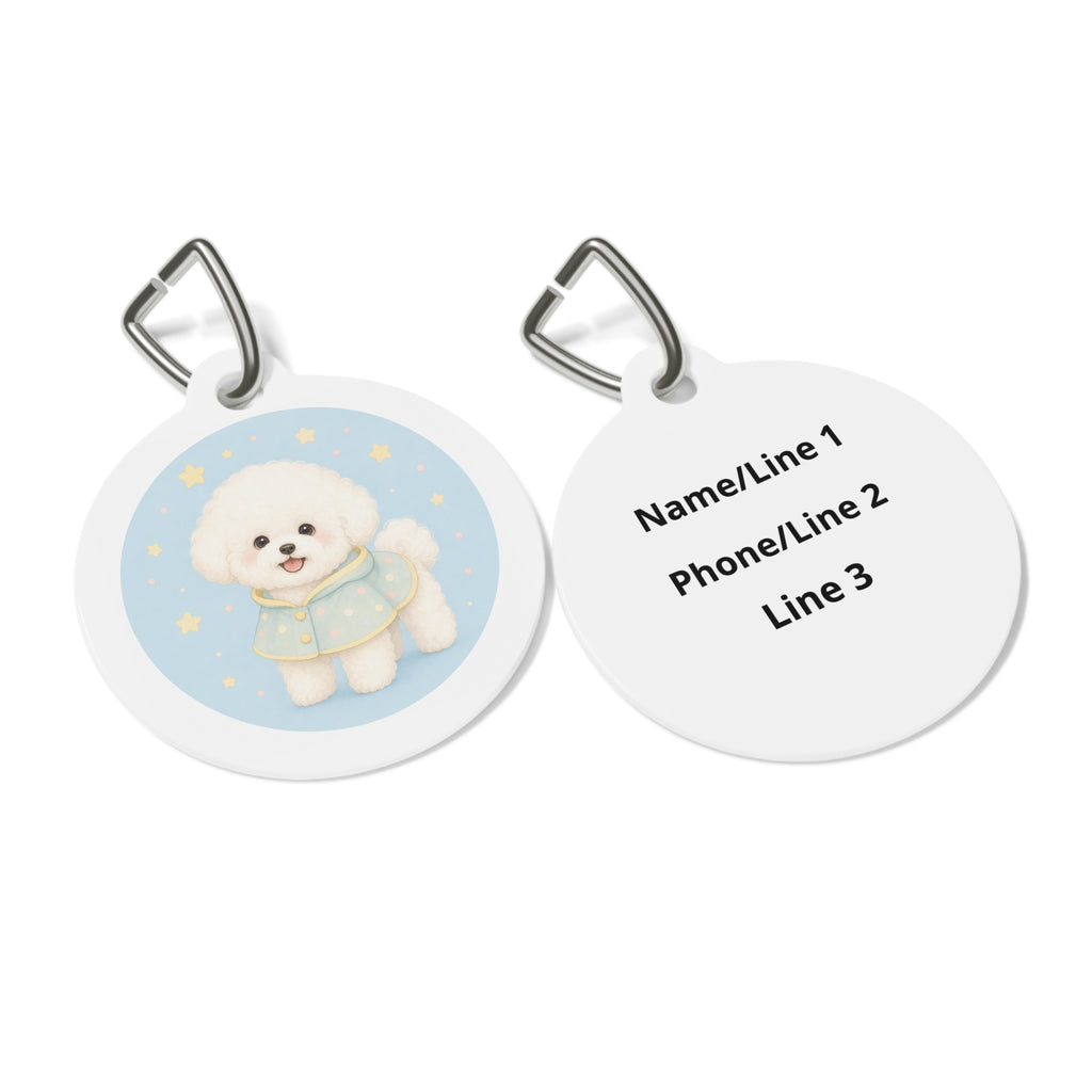 Bichon Frise Bright Cute Portrait Personalized Dog ID Tag