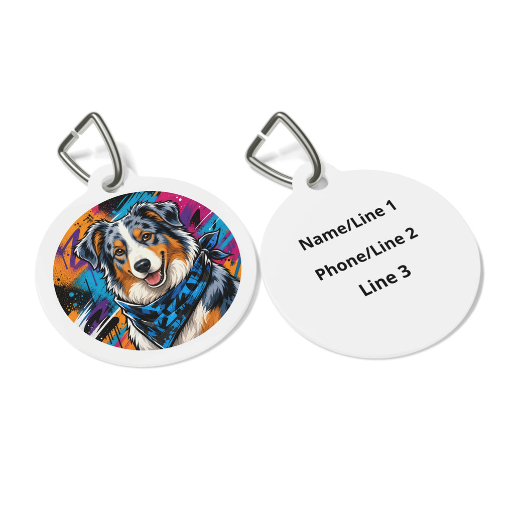 Australian Shepherd Urban Graffiti Personalized Dog ID Tag