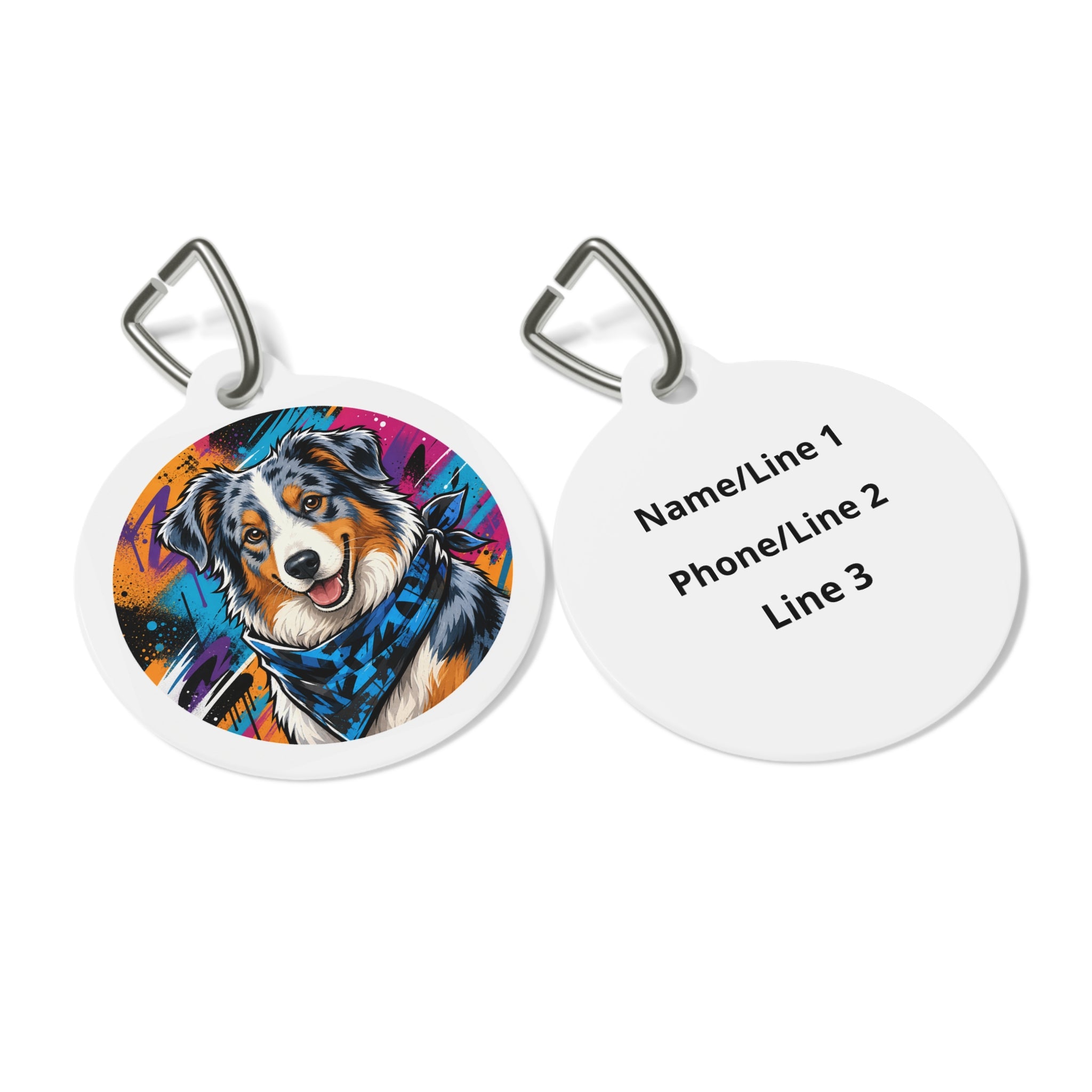 Australian Shepherd Urban Graffiti Personalized Dog ID Tag