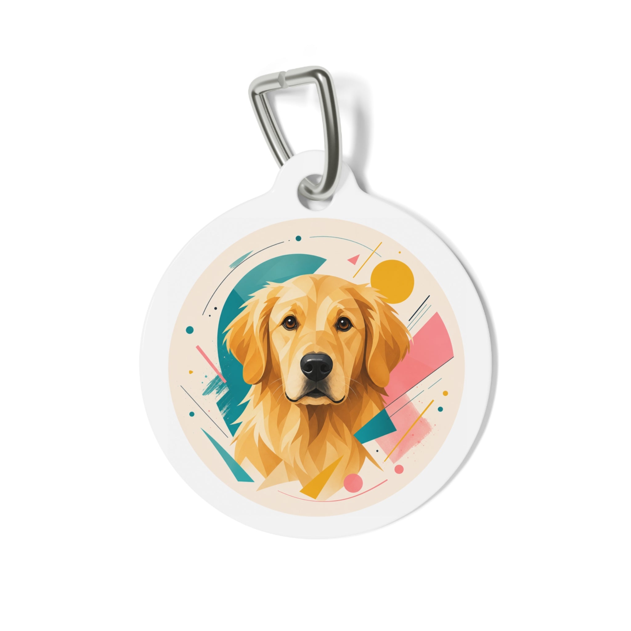 Golden Retriever Watercolor Confetti Personalized Dog ID Tag