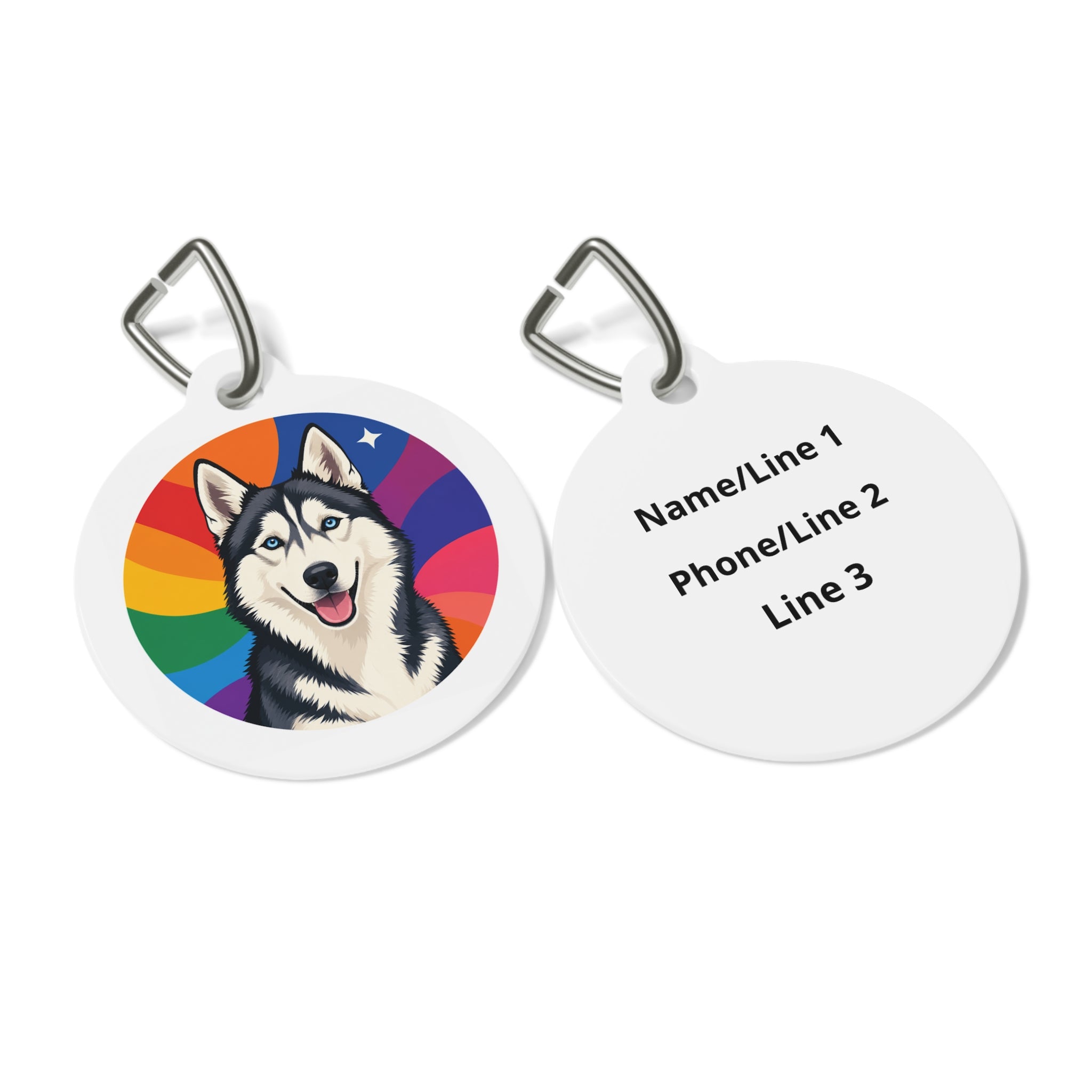 Siberian Husky Rainbow Joy Personalized Dog ID Tag