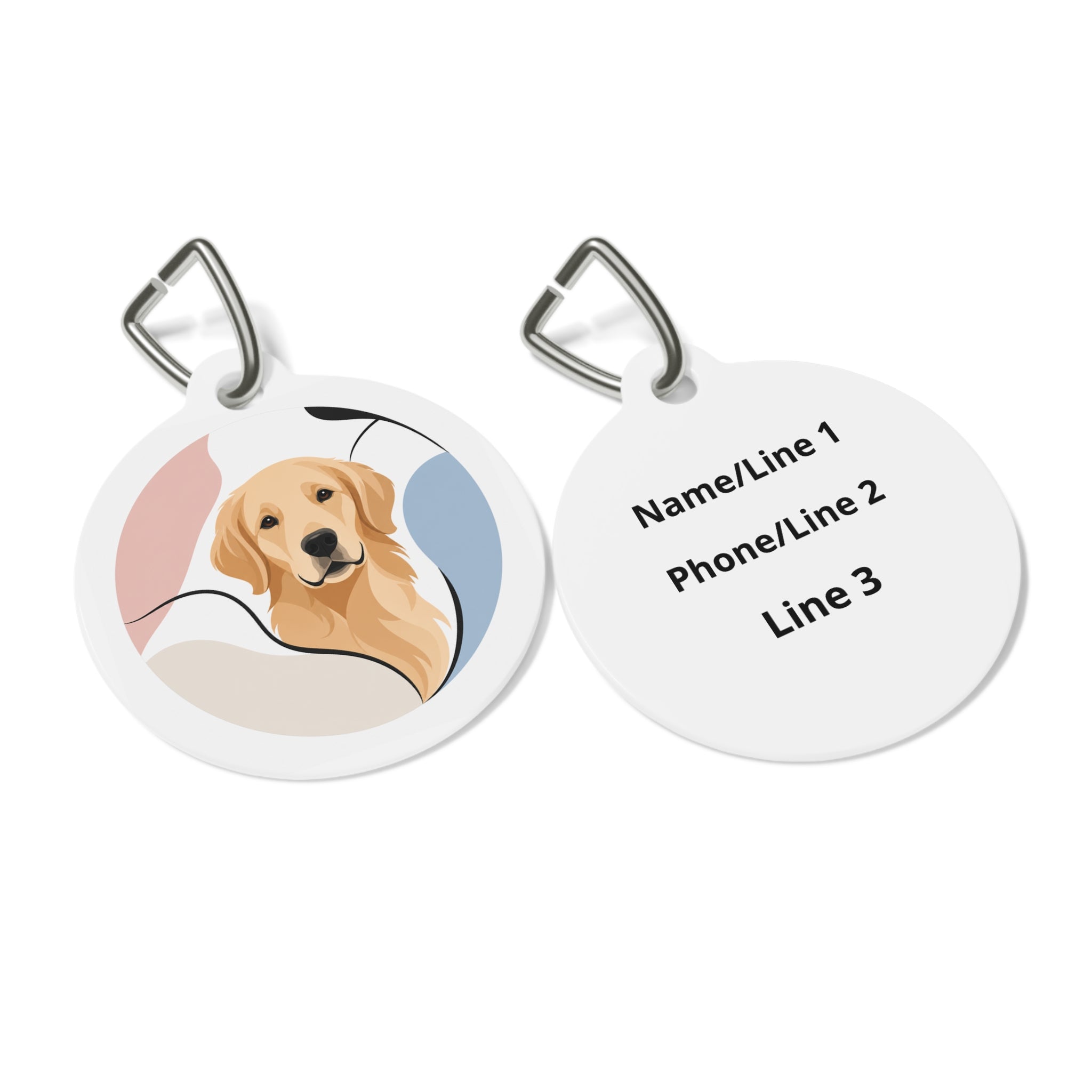 Etiqueta de identificación de perro personalizada y suave con diseño abstracto de Golden Retriever