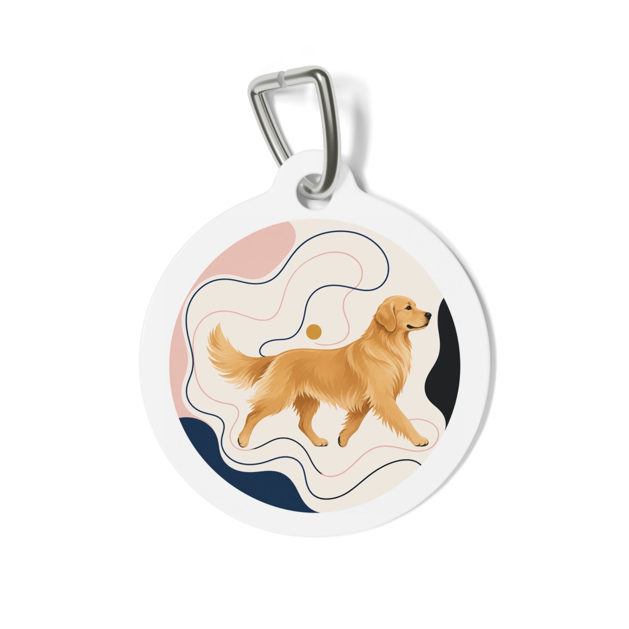 Golden Retriever Modern Contour Personalized Dog ID Tag