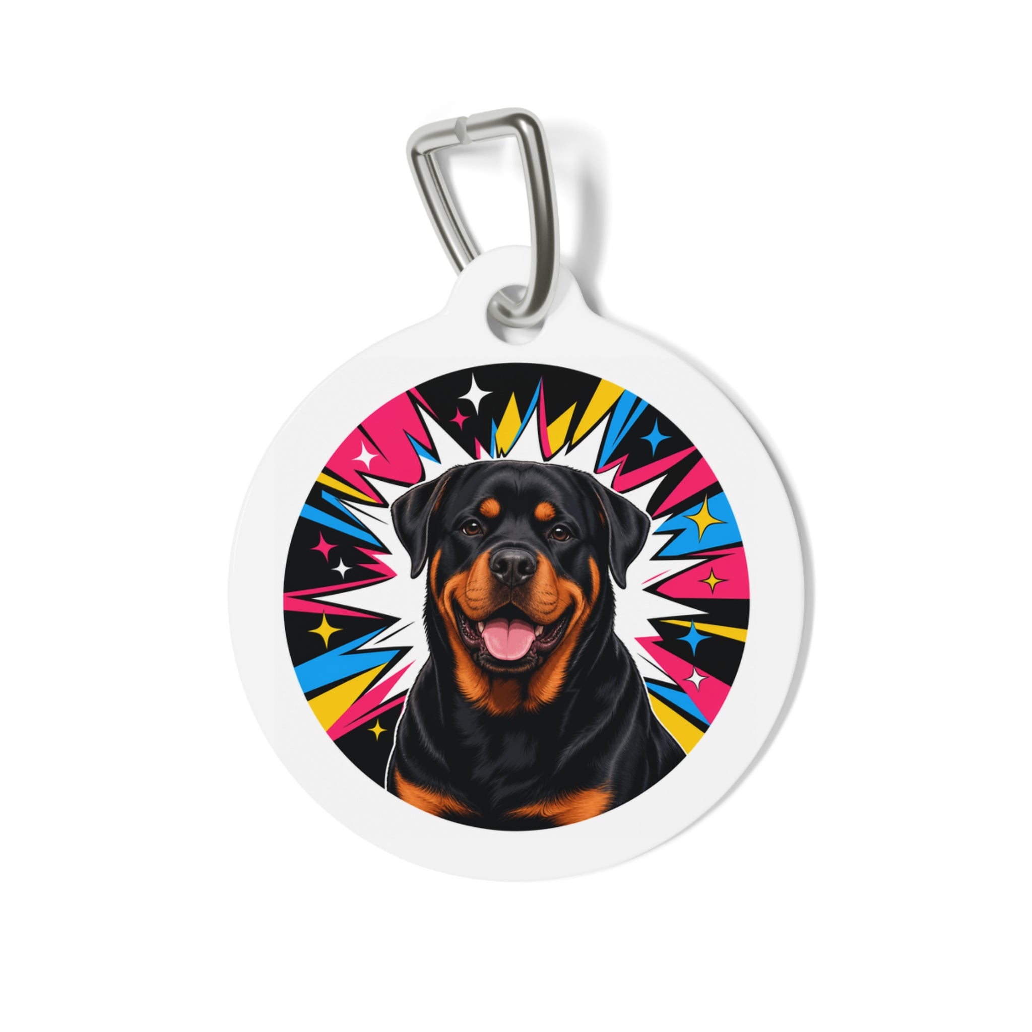 Rottweiler Comic Starburst Personalized Dog ID Tag