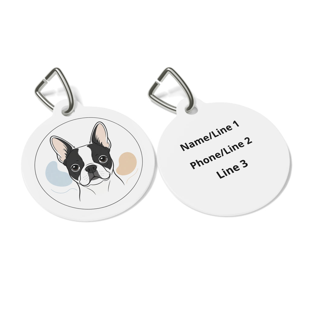 Boston Terrier Minimal Line Art Personalized Dog ID Tag