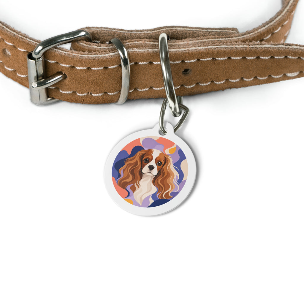 Cavalier King Charles Spaniel Retro Art Personalized Dog ID Tag