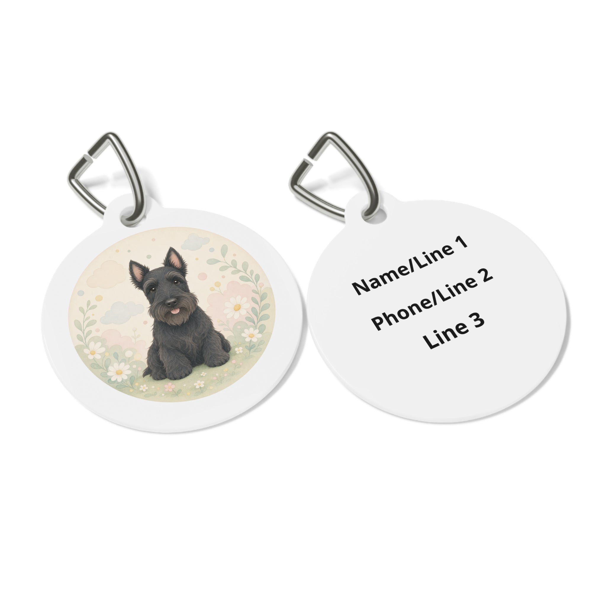 Scottish Terrier Soft Botanical Personalized Dog ID Tag