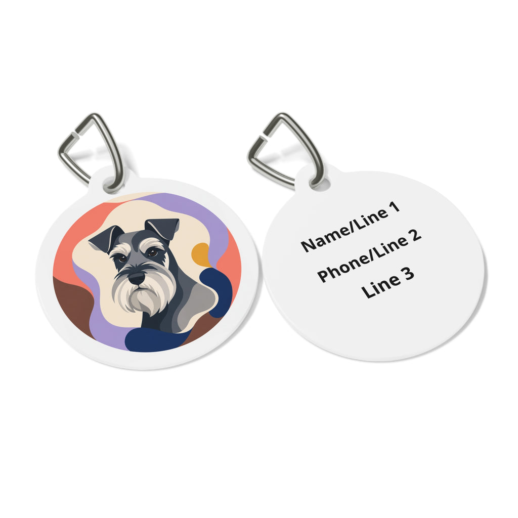 Miniature Schnauzer Playful Portrait Personalized Dog ID Tag