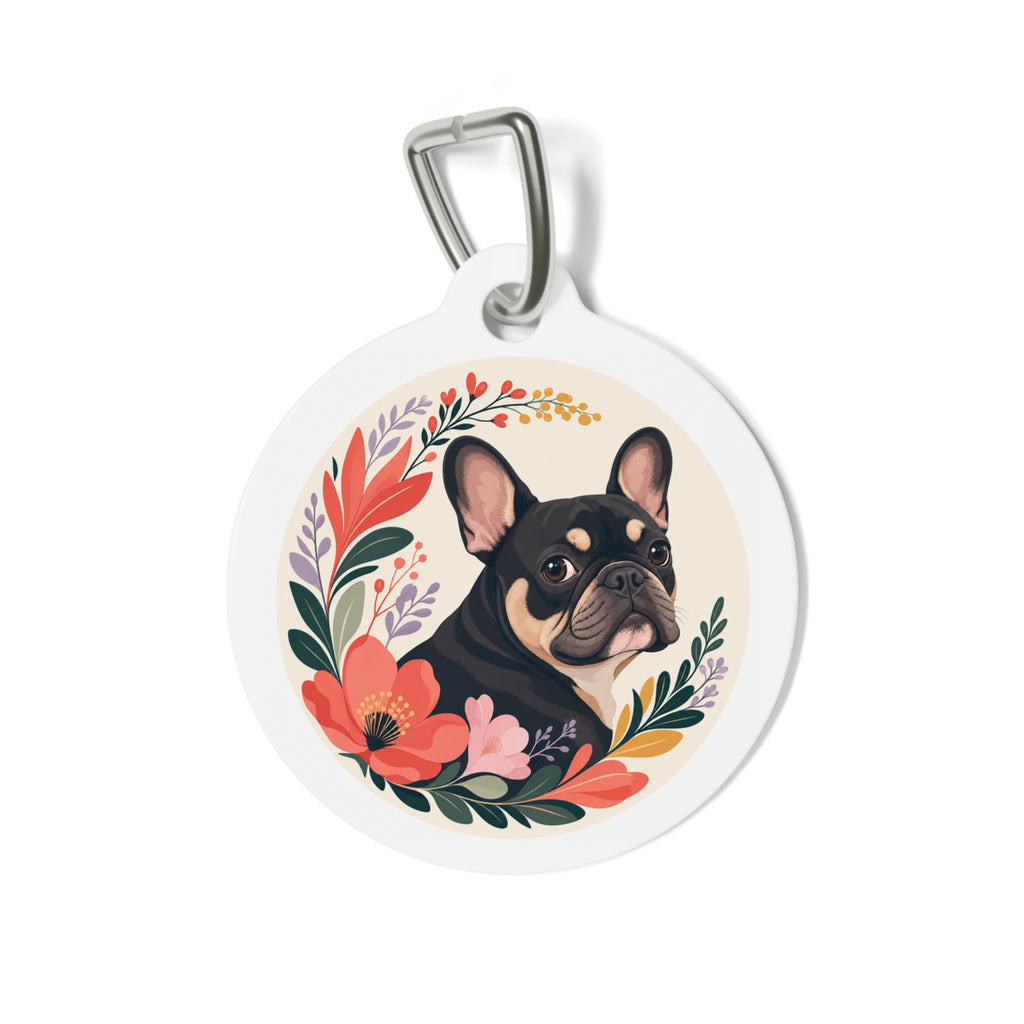 French Bulldog Joyful Floral Personalized Dog ID Tag