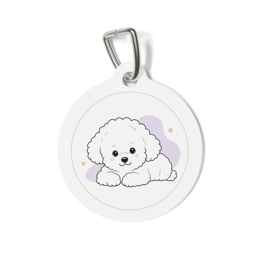 Bichon Frise Joyful Playful Portrait Personalized Dog ID Tag