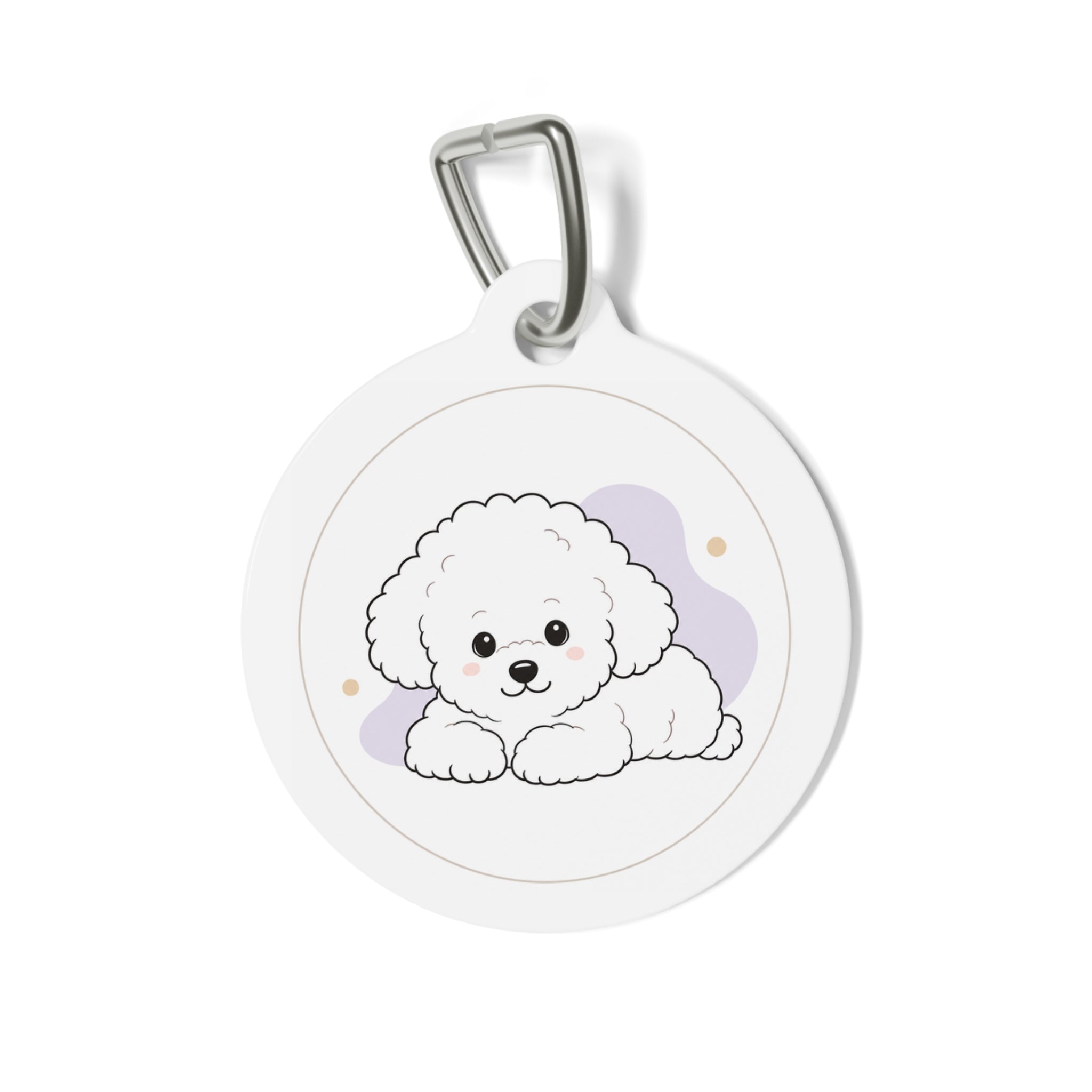 Bichon Frise Joyful Playful Portrait Personalized Dog ID Tag