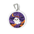 Cute Witch Ghost & Crescent Moon Personalized Dog ID Tag