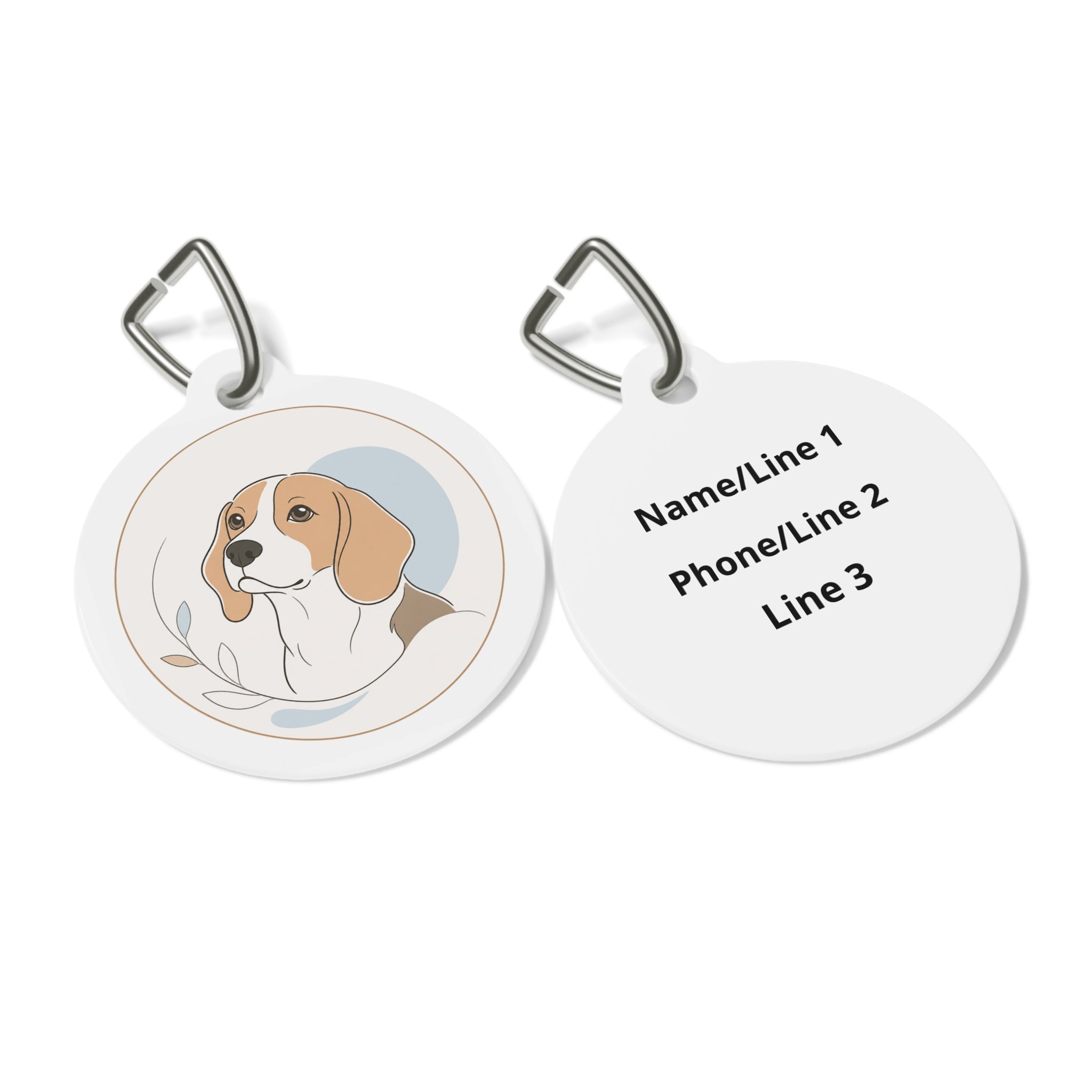 Beagle Minimal Botanical Personalized Dog ID Tag