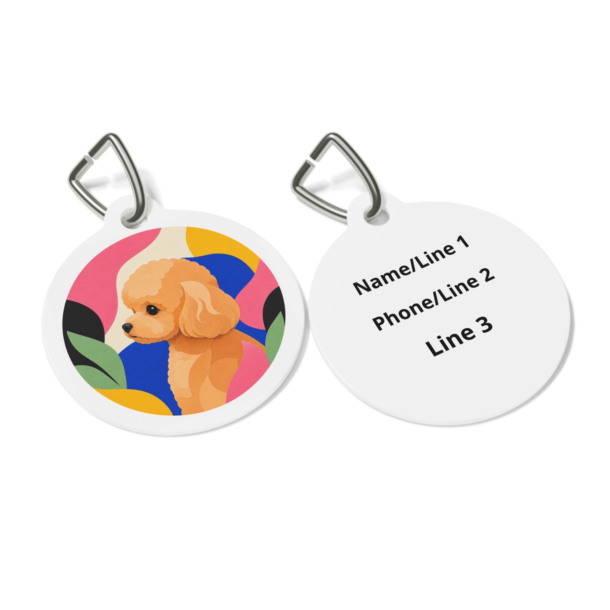 Toy Poodle Modern Botanical Apricot Personalized Dog ID Tag