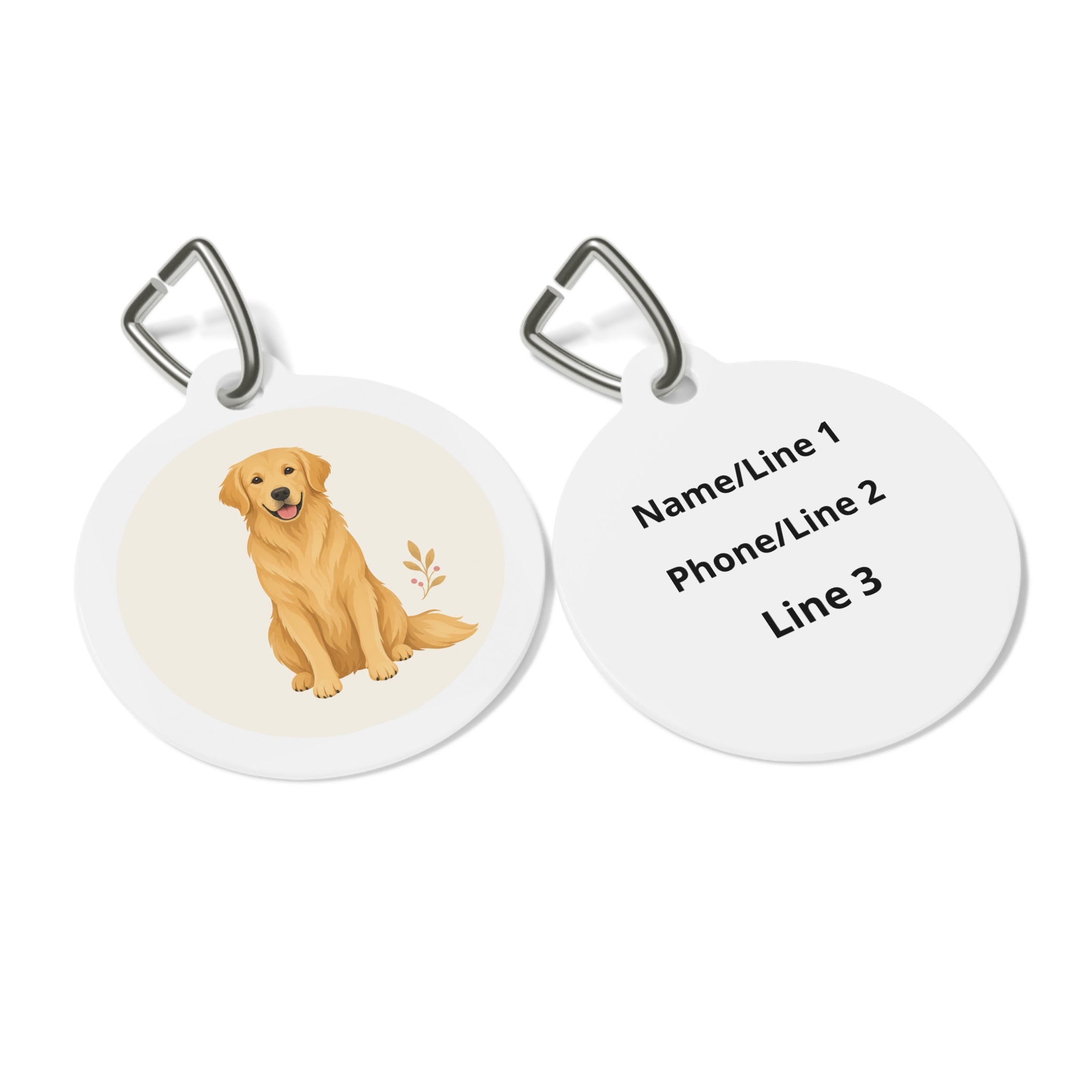 Etiqueta de identificación de perro personalizada con diseño de cachorro de Golden Retriever