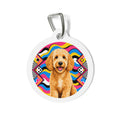 Etiqueta de Identificación de Perro Personalizada Goldendoodle Dibujo Alegre Colorido