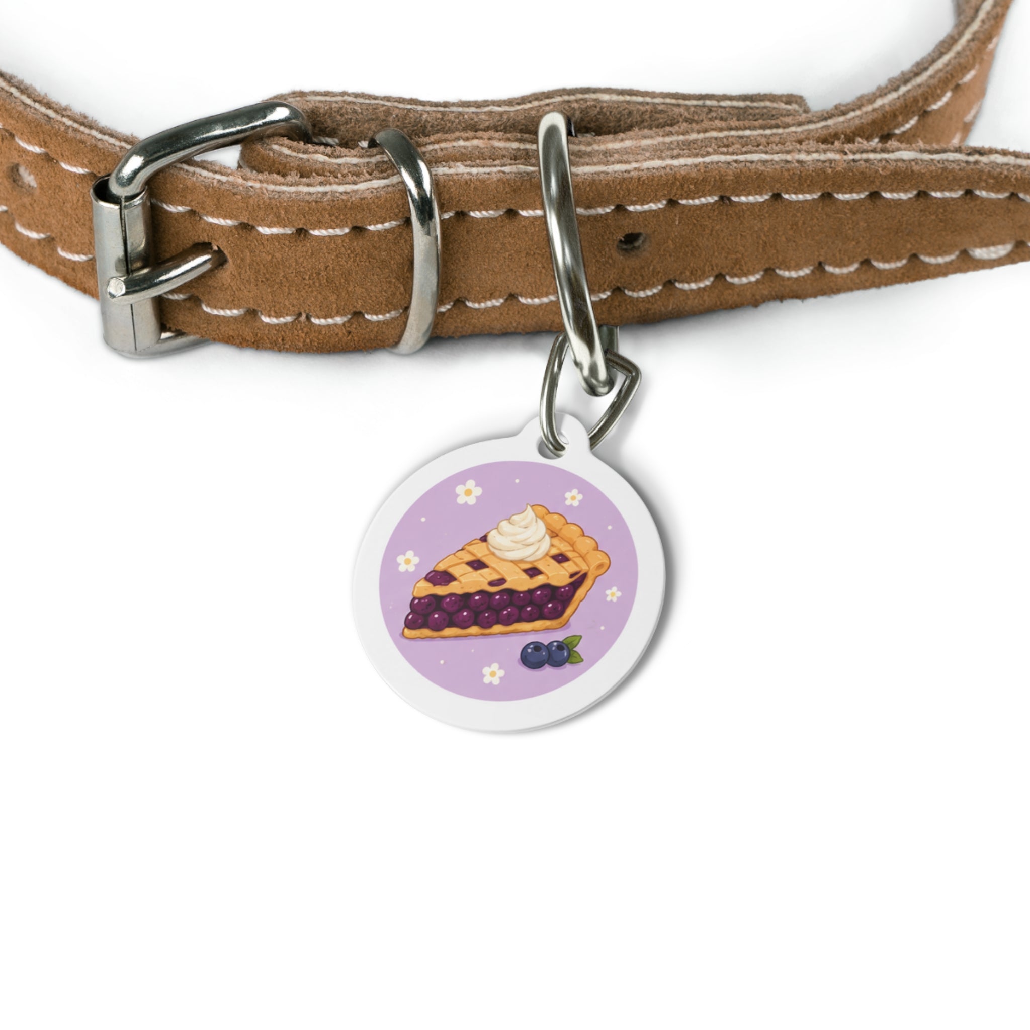 Blueberry Lattice Pie Whimsical Foodie Art Personalized Dog ID Tag