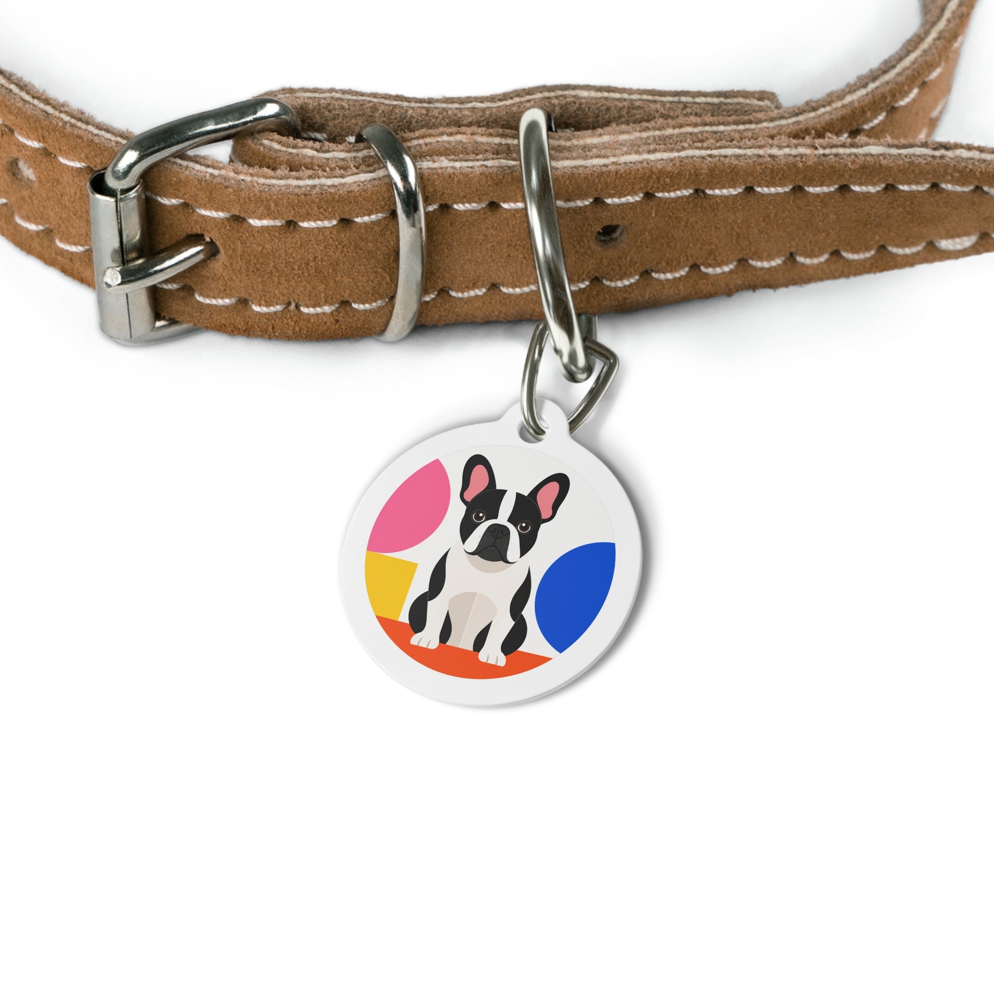 French Bulldog Colorful Circle Personalized Dog ID Tag