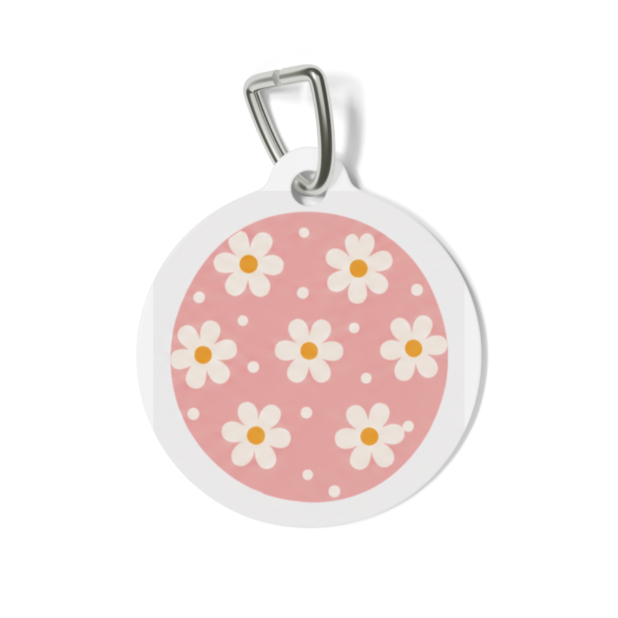 Blush Daisy Scatter Retro Floral Pattern Personalized Dog ID Tag