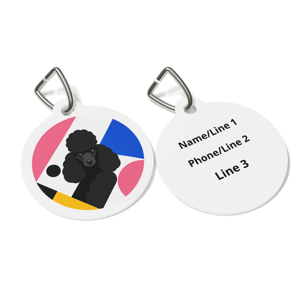 Toy Poodle Mondrian Black Personalized Dog ID Tag