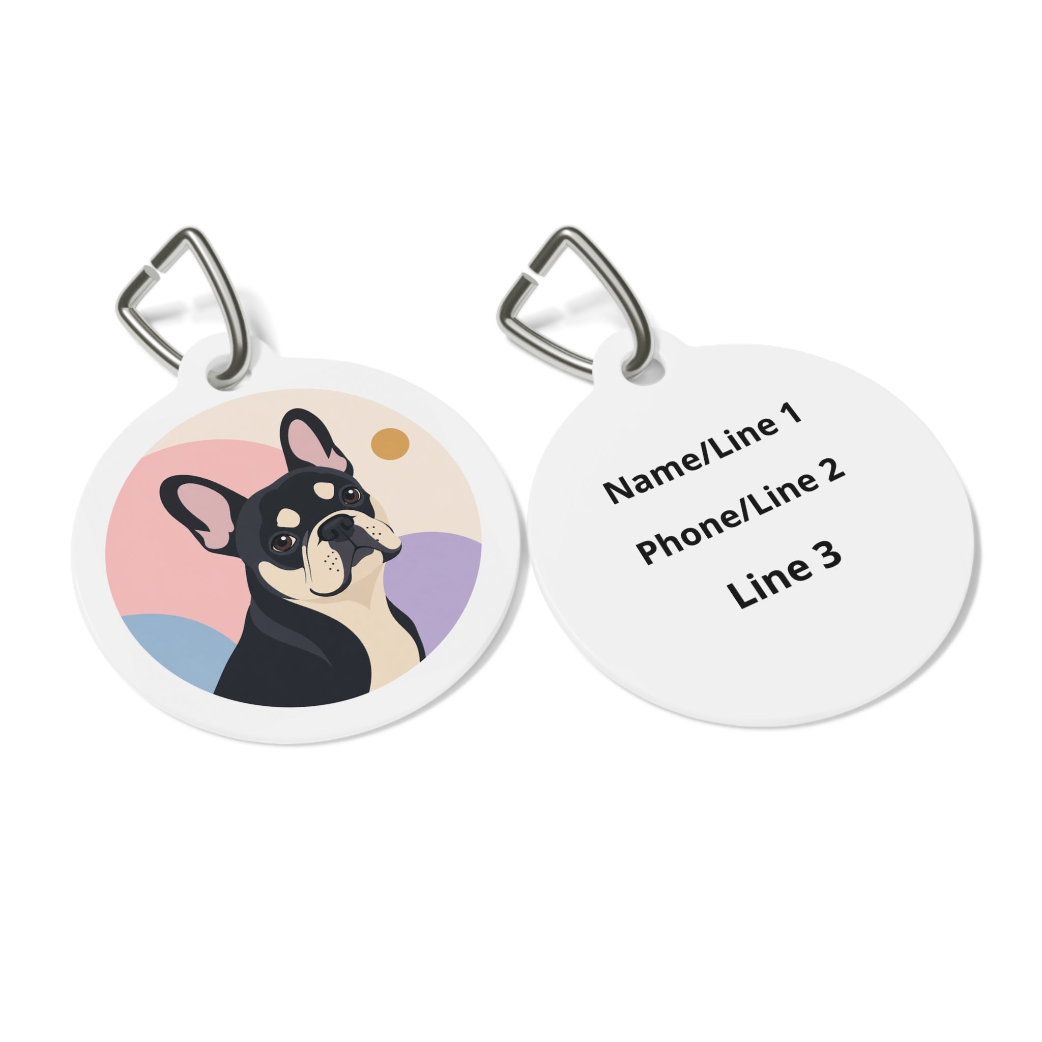 French Bulldog Joyful Colorful Portrait Personalized Dog ID Tag