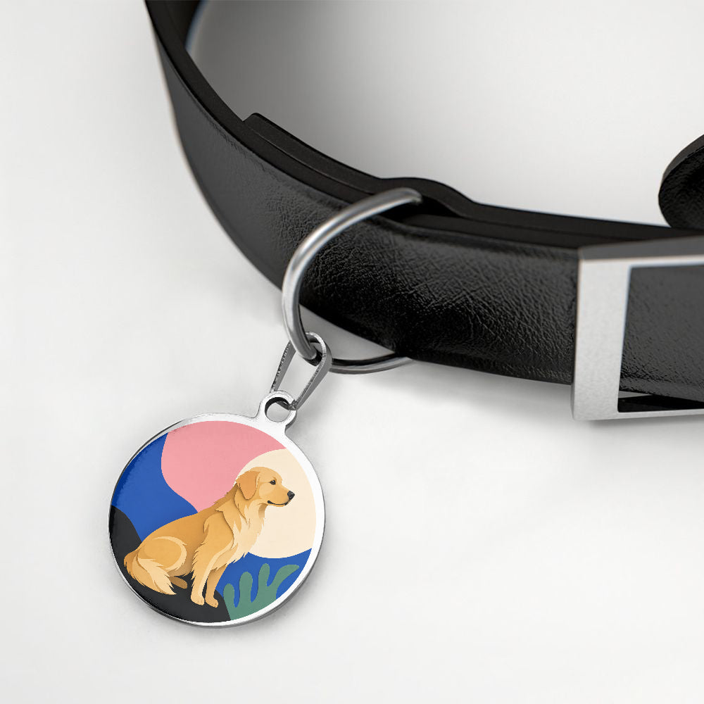 Golden Retriever Modern Abstract Profile personalized dog ID tag product detail