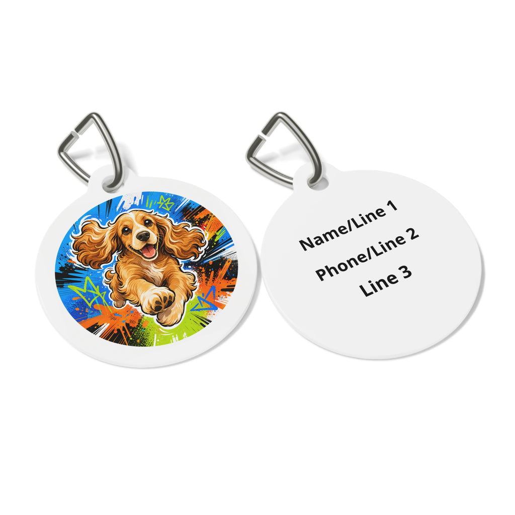 Cocker Spaniel Comic Motion Personalized Dog ID Tag