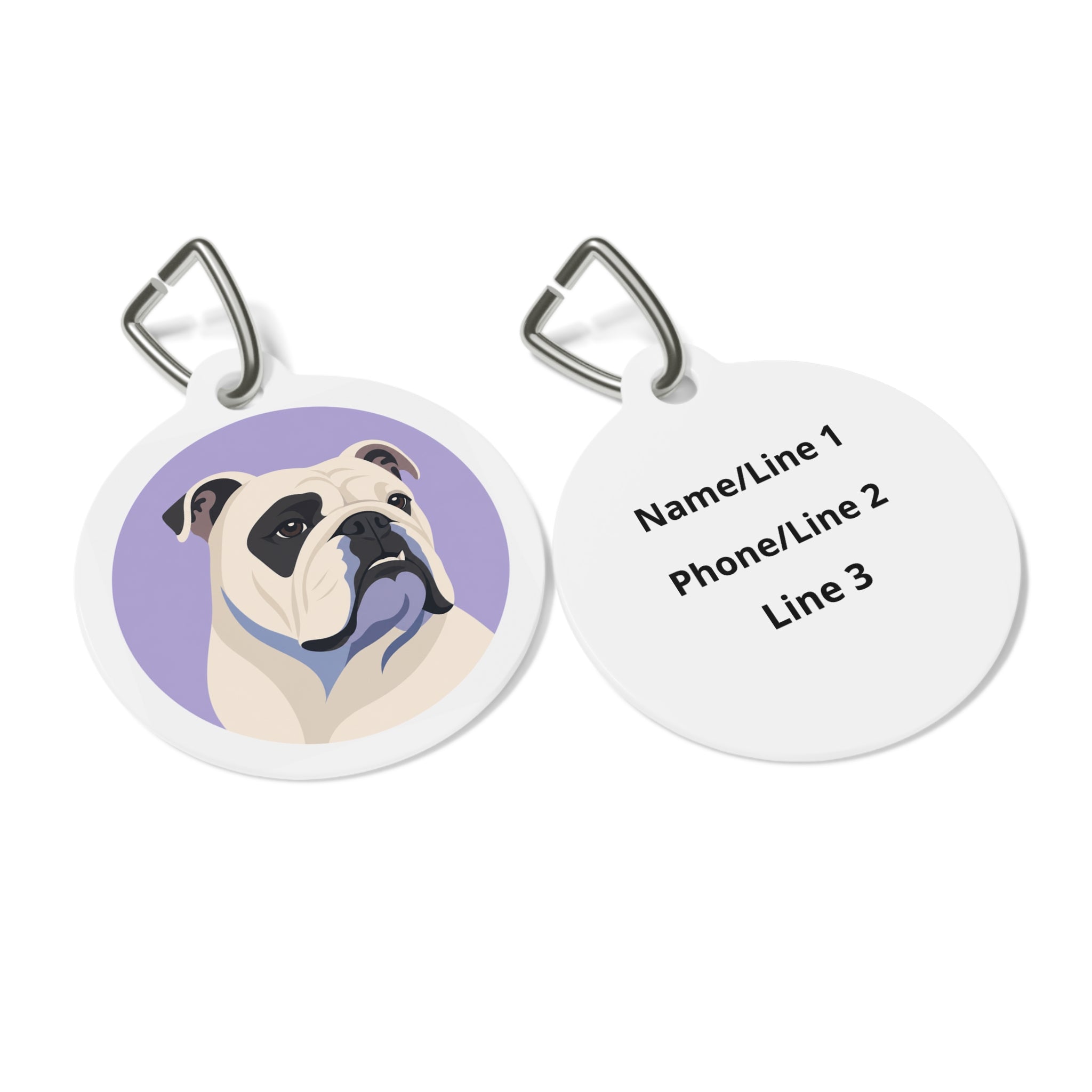 Bulldog Lavender Minimal Personalized Dog ID Tag