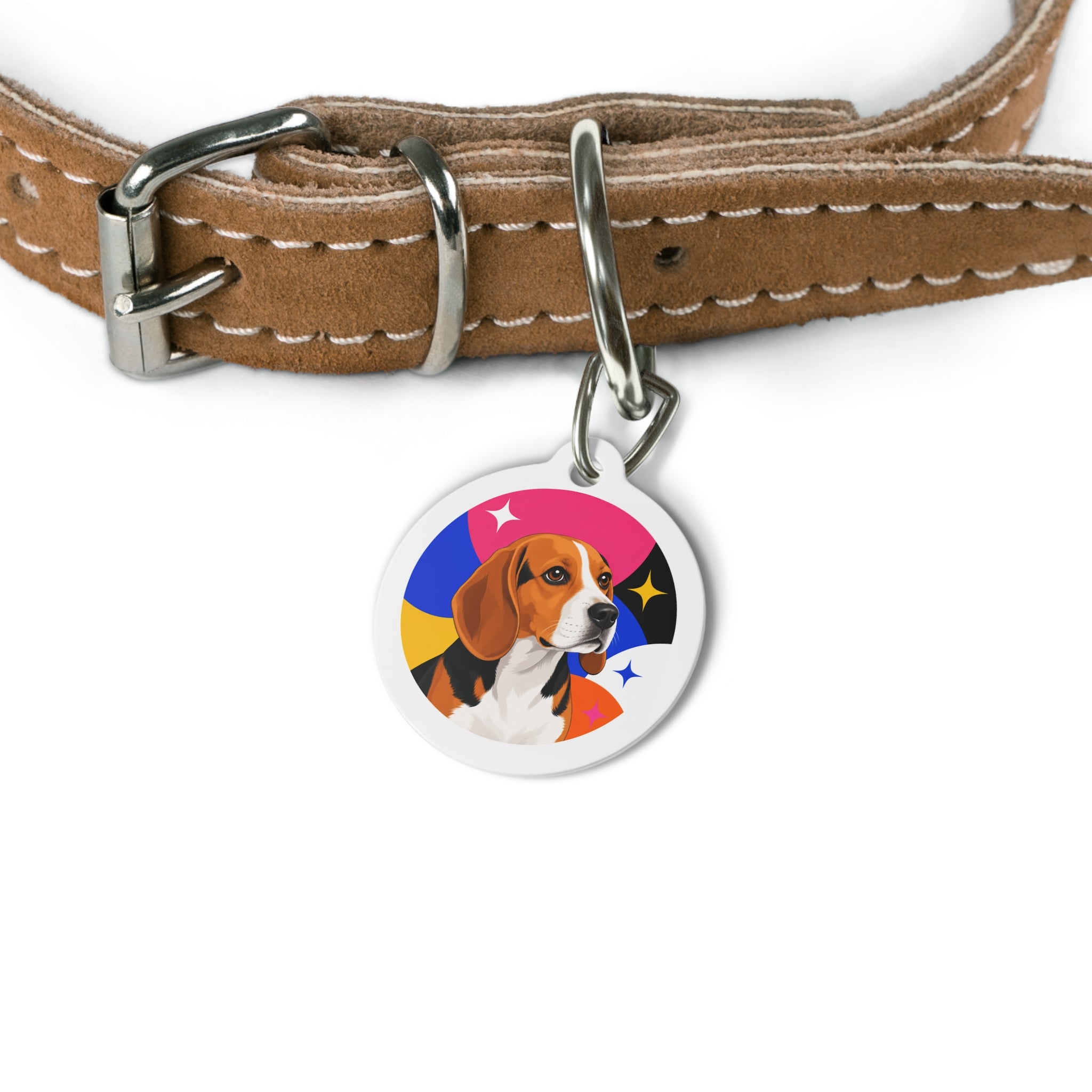 Beagle Pop Art Stars Personalized Dog ID Tag