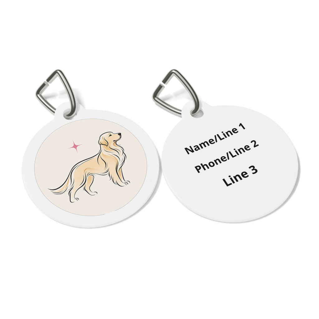 Placa de identificación personalizada minimalista Golden Retriever Spark para perro