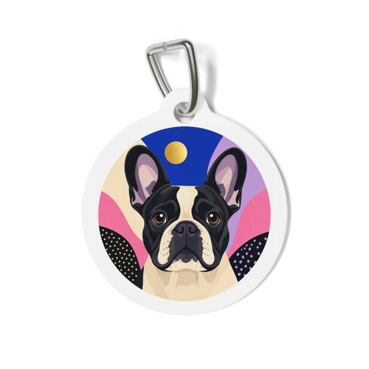 French Bulldog Geometric Pop Art Personalized Dog ID Tag