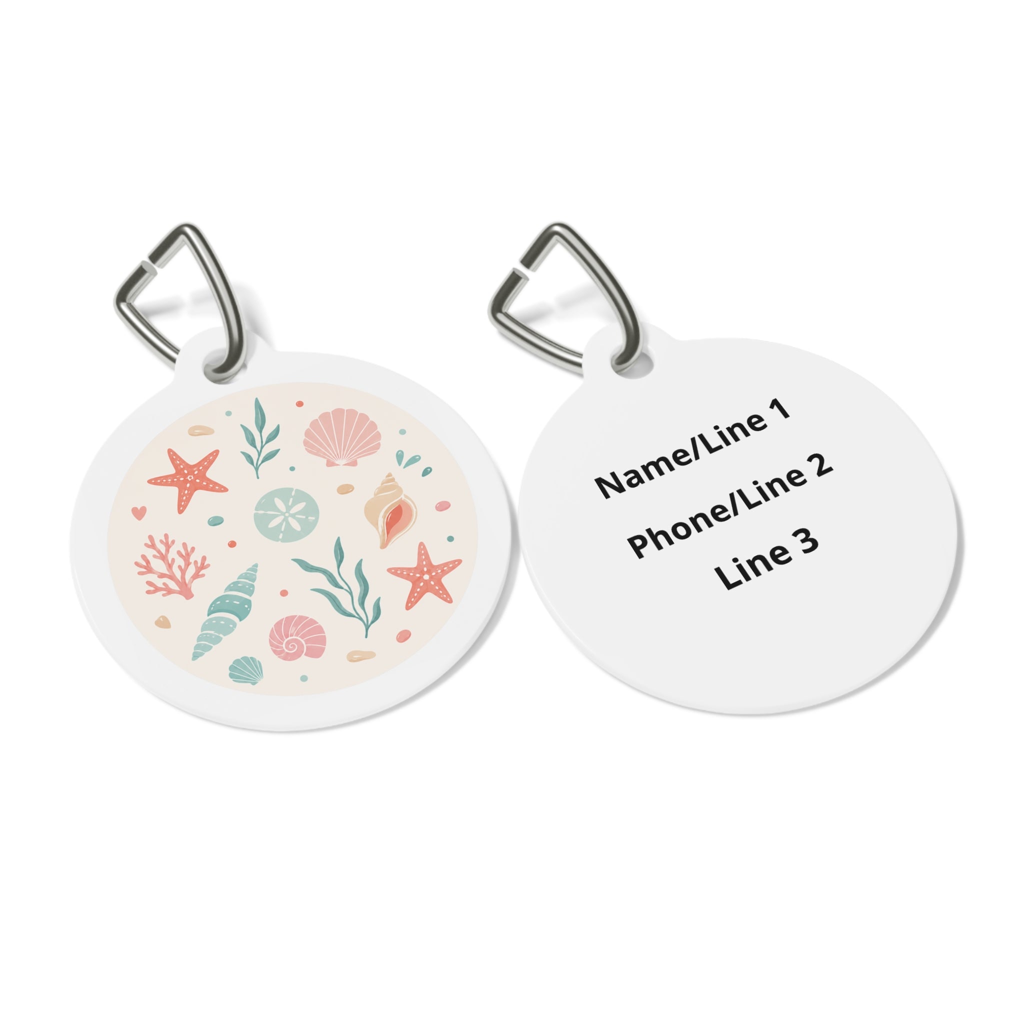 Pastel Shell Garden Dreamy Coastal Scene Personalized Dog ID Tag