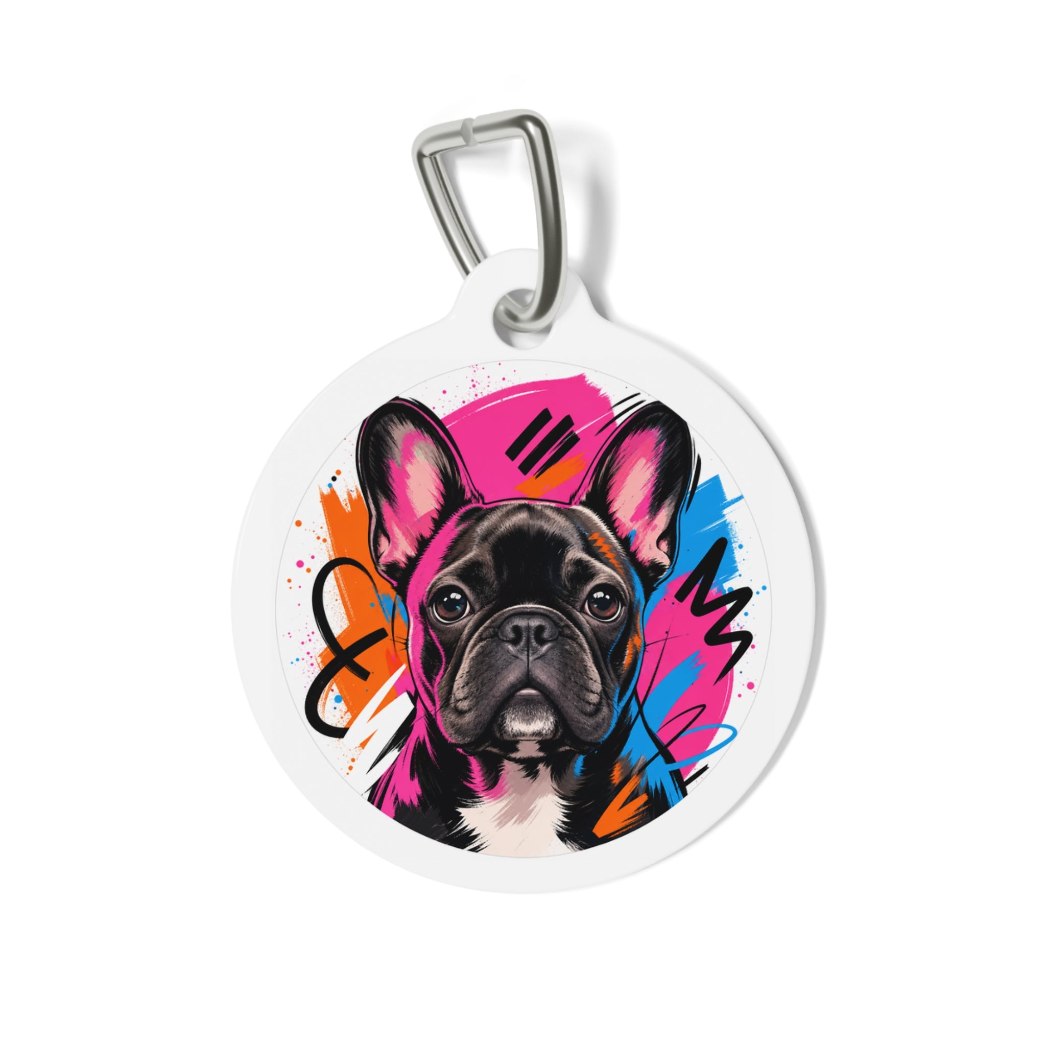 French Bulldog Joyful Vibrant Color Personalized Dog ID Tag