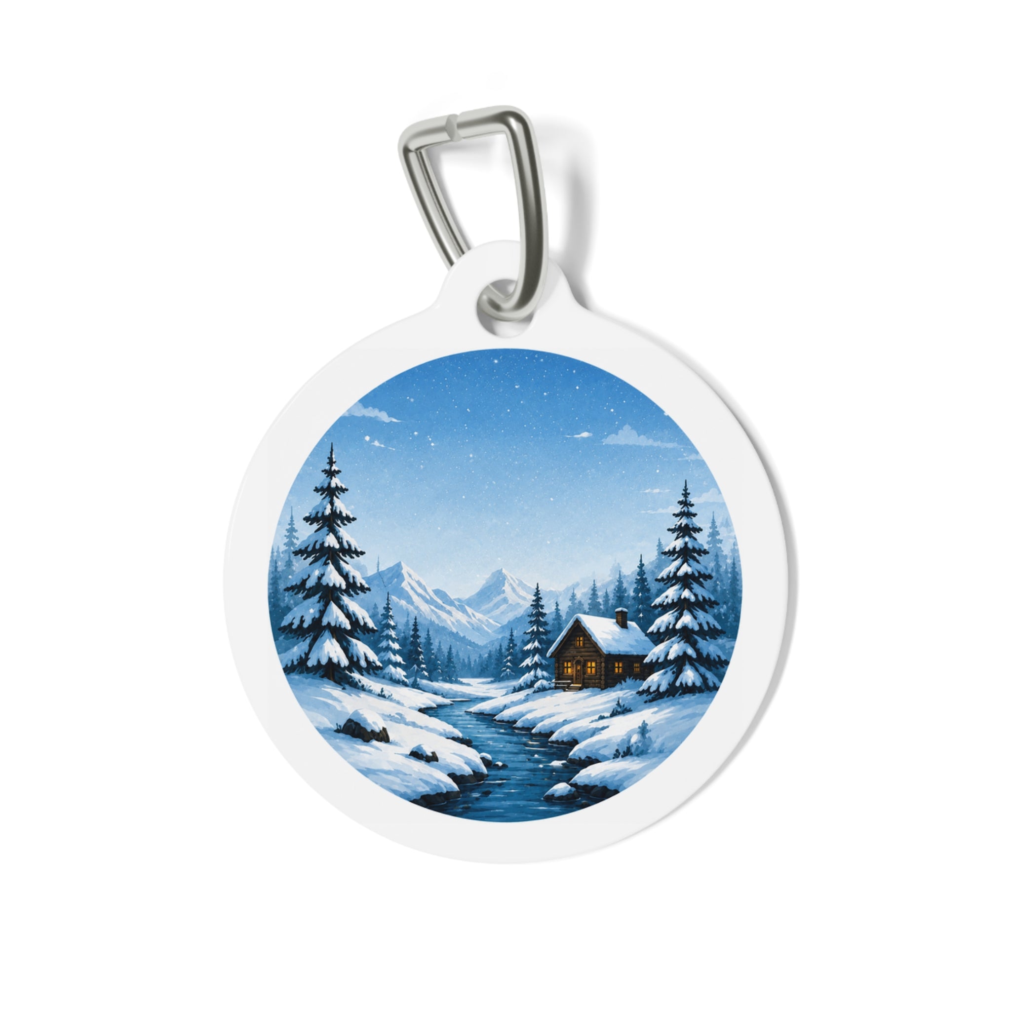 Cozy Cabin Scenic Outdoor Adventure Personalized Dog ID Tag