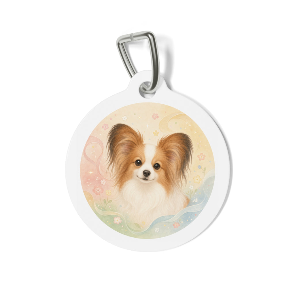 Papillon Dreamy Pastel Portrait Personalized Dog ID Tag