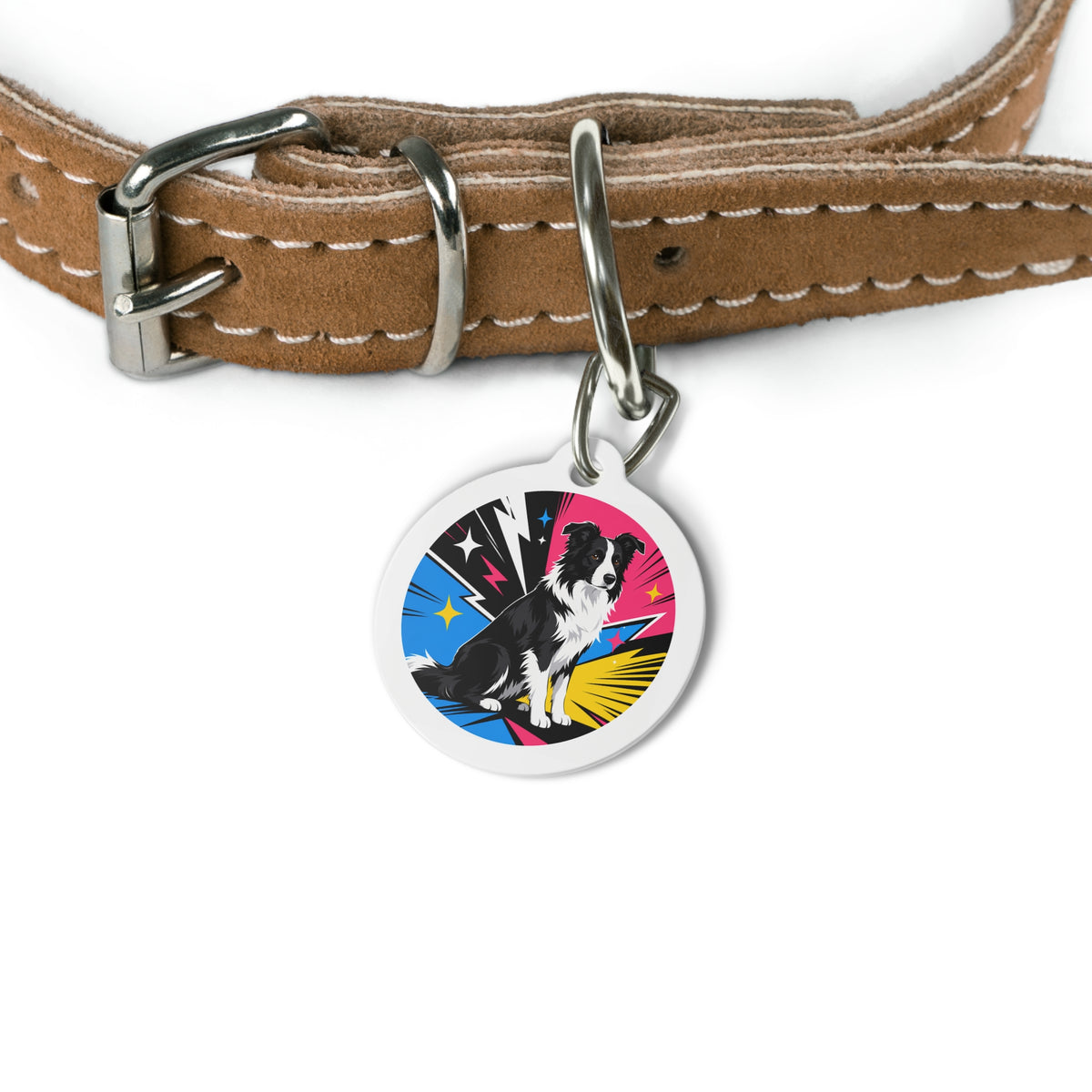 Border Collie Pop Hero Comic personalized dog ID tag product detail